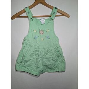 Arizona Jean Co Girls Vintage Overalls Shortalls 4T Floral Embroidered Dungarees